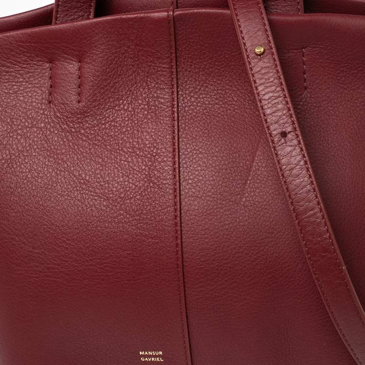 Pre Owned Mansur Gavriel Burgundy Leather Tulipano Tote