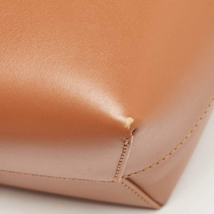 Pre Owned Mansur Gavriel Brown Leather Mini Bucket Bag