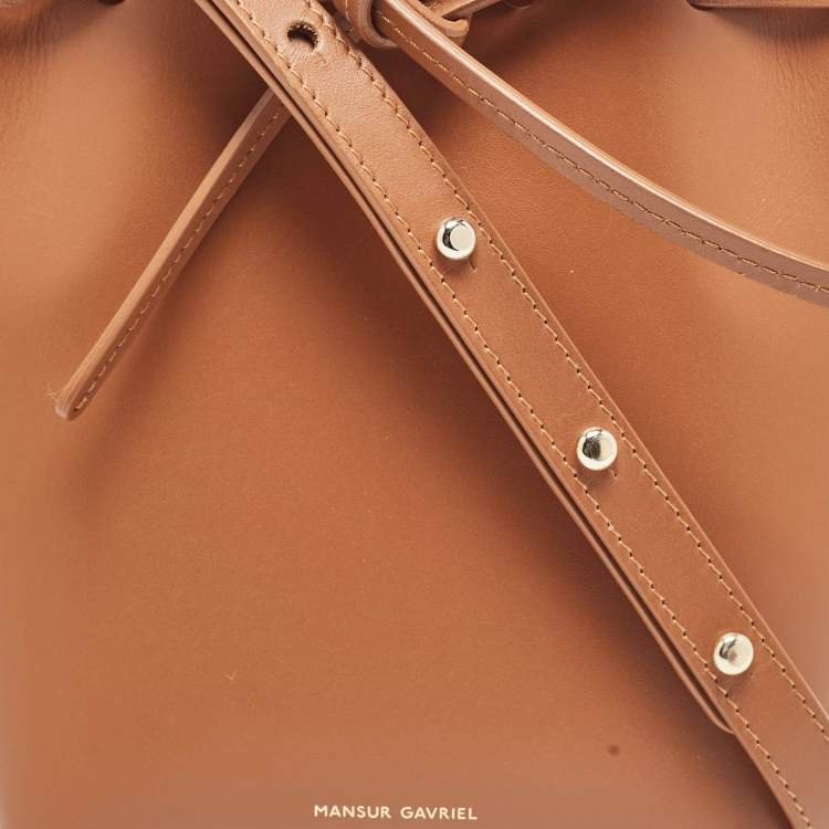 Pre Owned Mansur Gavriel Brown Leather Mini Bucket Bag