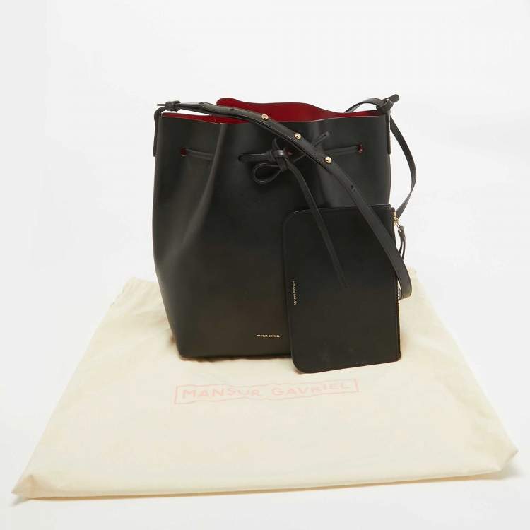 Pre Owned Mansur Gavriel Black Leather  Drawstring Bucket Bag