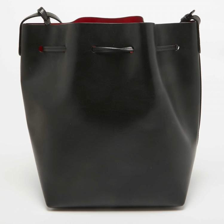 Pre Owned Mansur Gavriel Black Leather  Drawstring Bucket Bag
