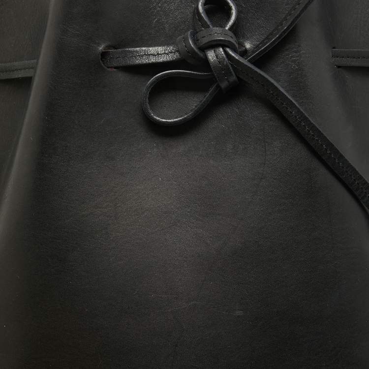 Pre Owned Mansur Gavriel Black Leather  Drawstring Bucket Bag
