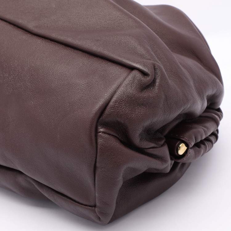 Pre Owned Mansur Gavriel Burgundy Leather Cloud Clutch