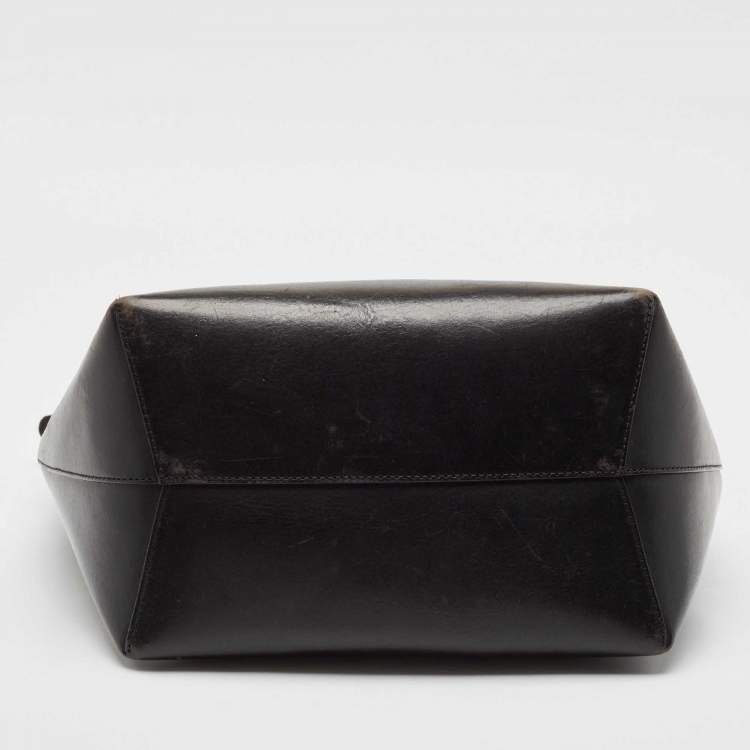 Pre Owned Mansur Gavriel Black Glossy Leather Drawstring Bucket Bag