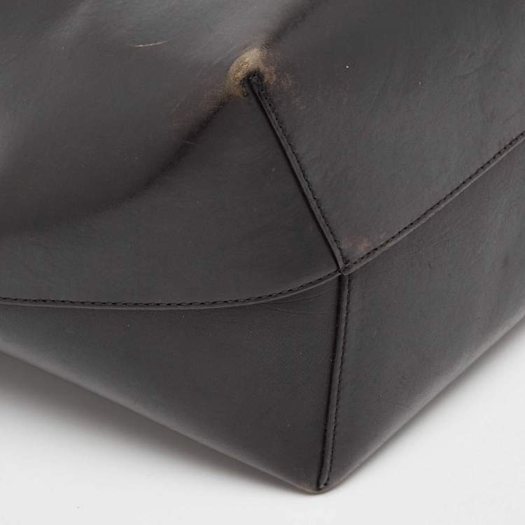 Pre Owned Mansur Gavriel Black Glossy Leather Drawstring Bucket Bag