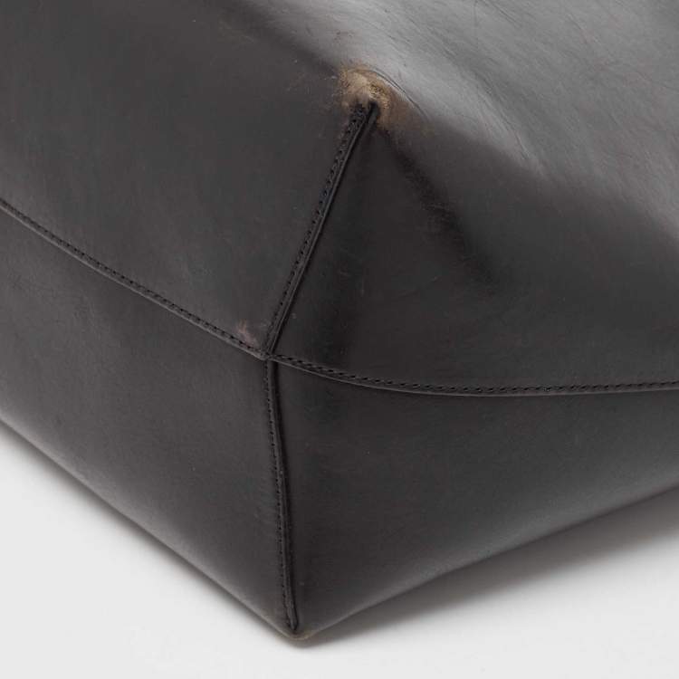 Pre Owned Mansur Gavriel Black Glossy Leather Drawstring Bucket Bag