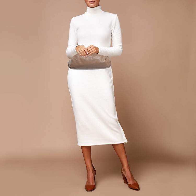 Pre Owned Mansur Gavriel Beige Leather Cloud Clutch