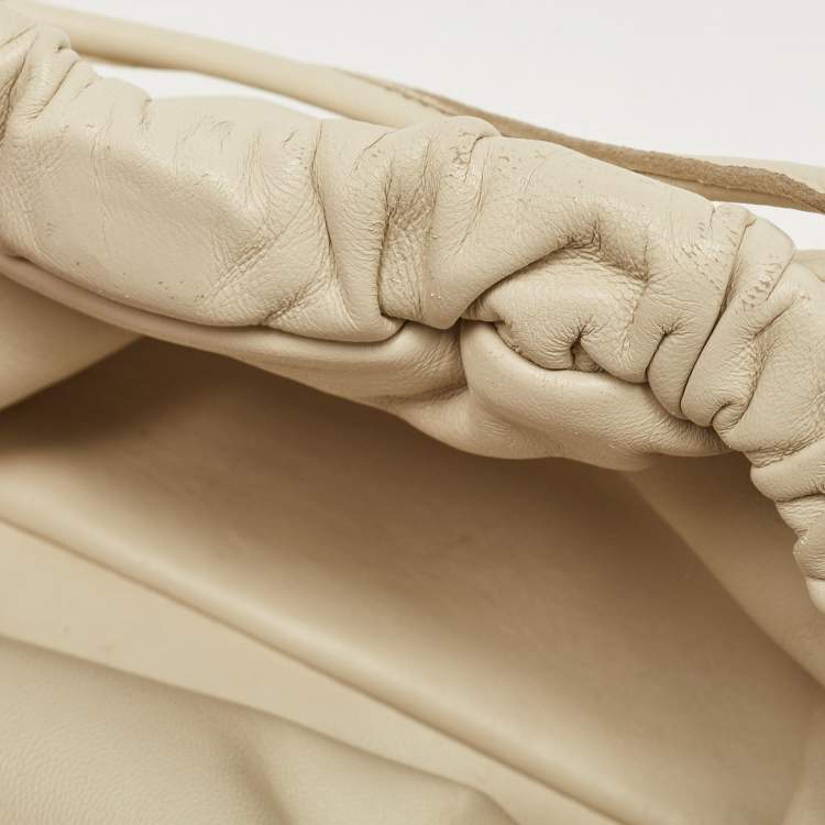 Pre Owned Mansur Gavriel Beige Leather Mini Cloud Clutch Bag