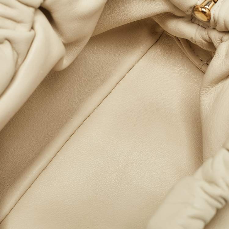 Pre Owned Mansur Gavriel Beige Leather Mini Cloud Clutch Bag