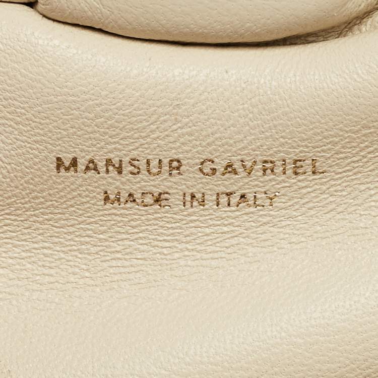 Pre Owned Mansur Gavriel Beige Leather Mini Cloud Clutch Bag