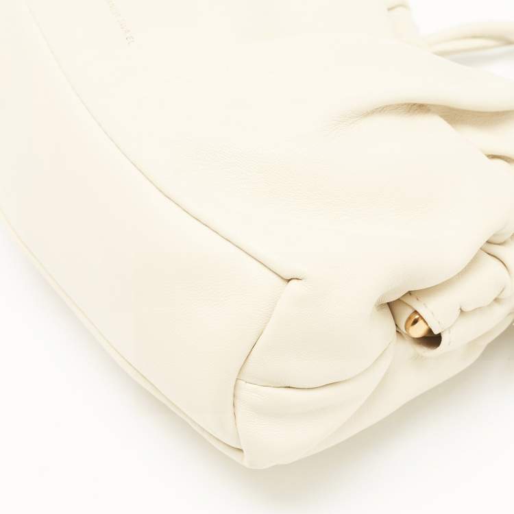 Pre Owned Mansur Gavriel Beige Leather Mini Cloud Clutch Bag