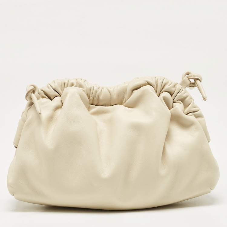 Pre Owned Mansur Gavriel Beige Leather Mini Cloud Clutch Bag