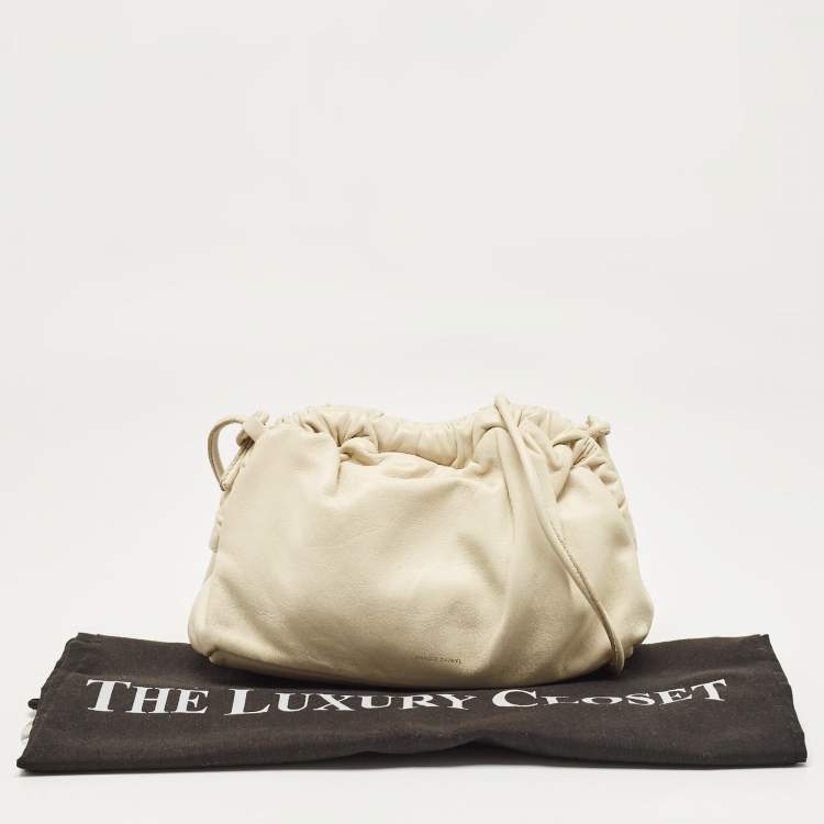 Pre Owned Mansur Gavriel Beige Leather Mini Cloud Clutch Bag