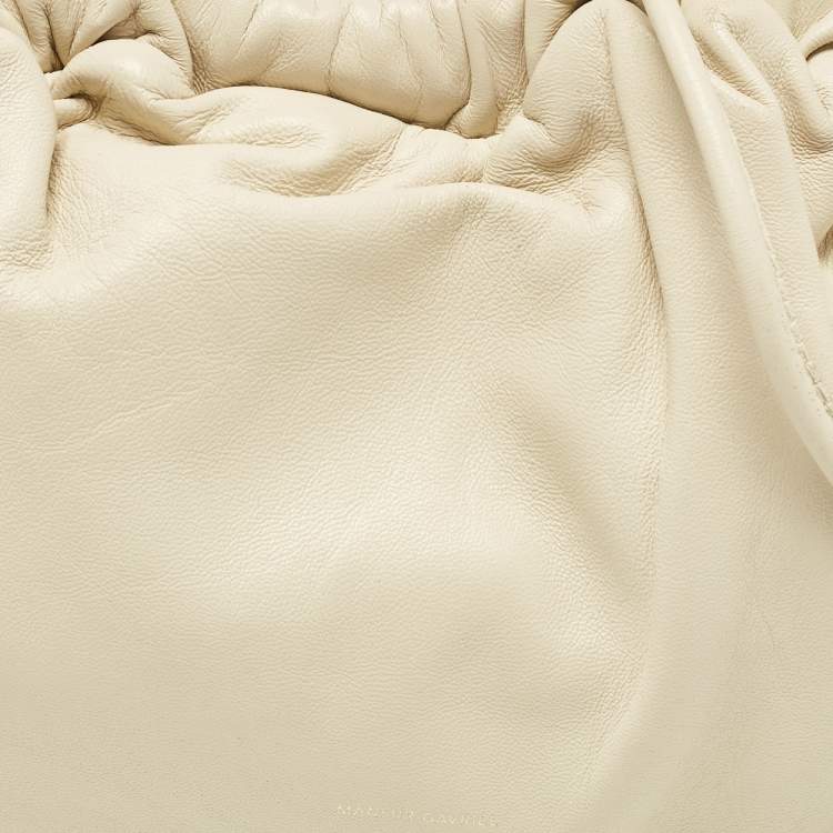Pre Owned Mansur Gavriel Beige Leather Mini Cloud Clutch Bag