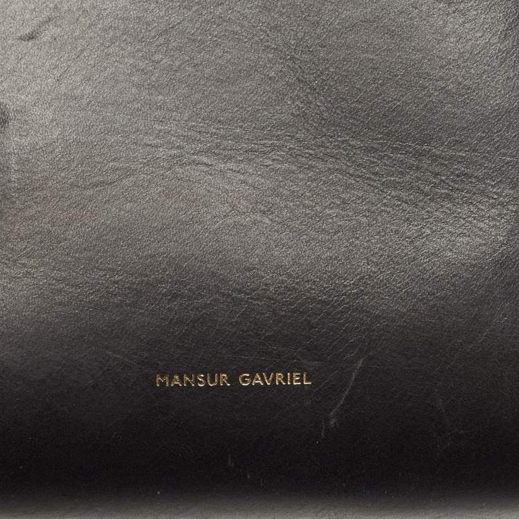 Pre Owned Mansur Gavriel Black Leather Large Drawstring Bucket Bag