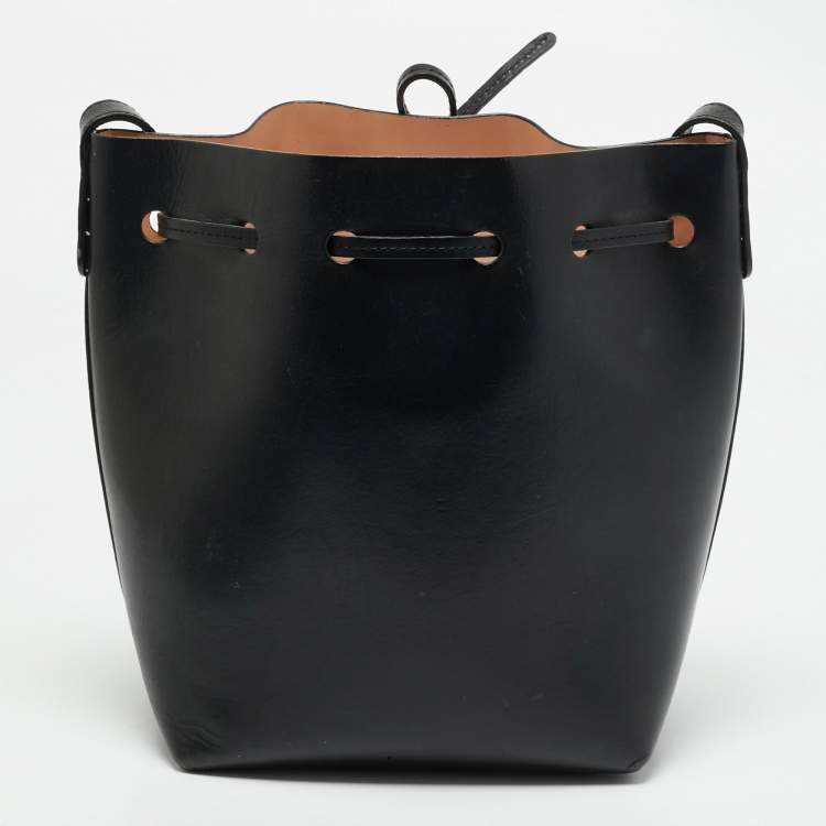 Pre Owned Mansur Gavriel Black Leather Drawstring Bucket Bag