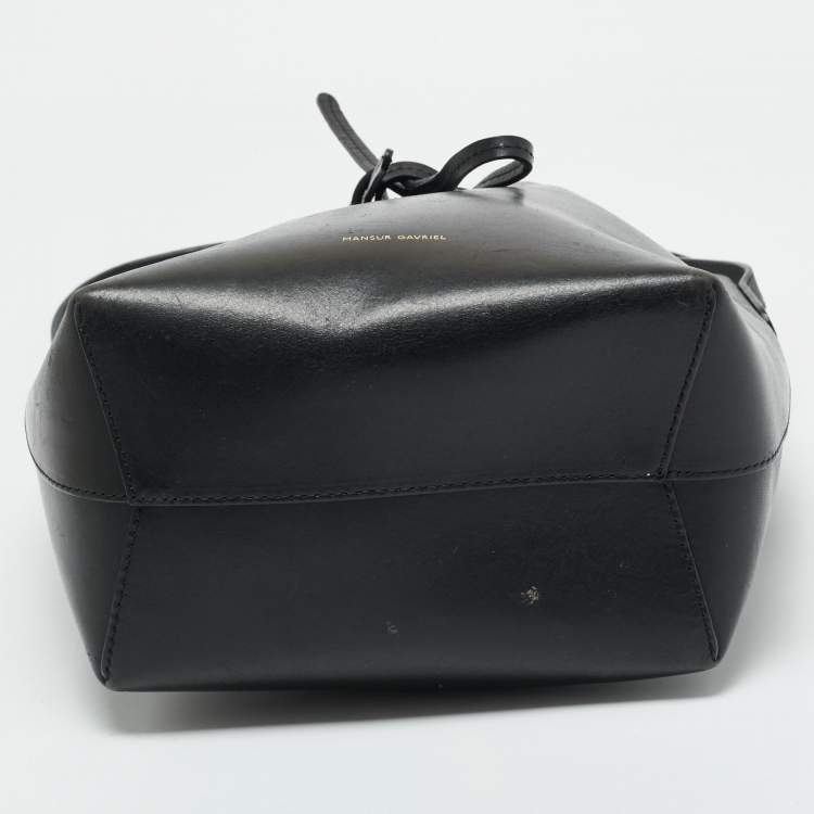 Pre Owned Mansur Gavriel Black Leather Drawstring Bucket Bag