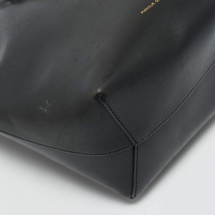 Pre Owned Mansur Gavriel Black Leather Drawstring Bucket Bag