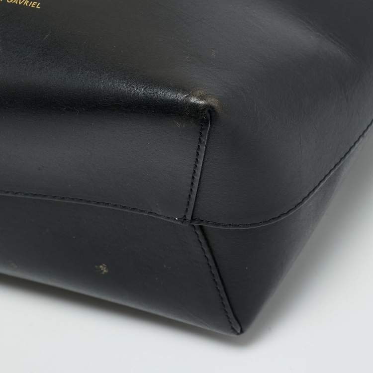 Pre Owned Mansur Gavriel Black Leather Drawstring Bucket Bag