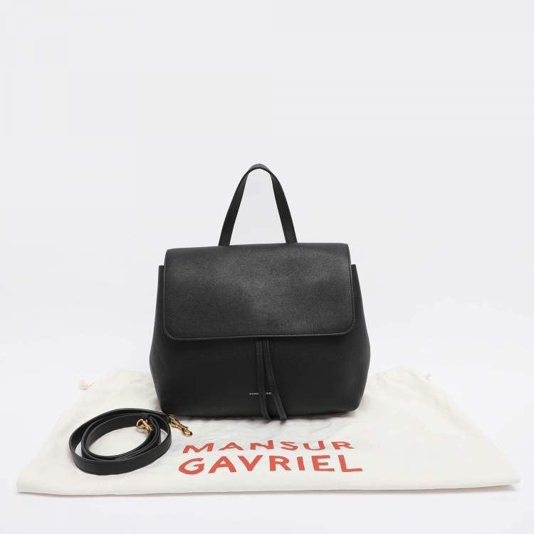 Pre Owned Mansur Gavriel Black Leather Lady Top Handle Bag