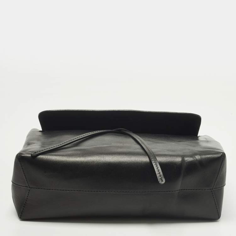 Pre Owned Mansur Gavriel Lady Flap Black Leather Top Handle Bag