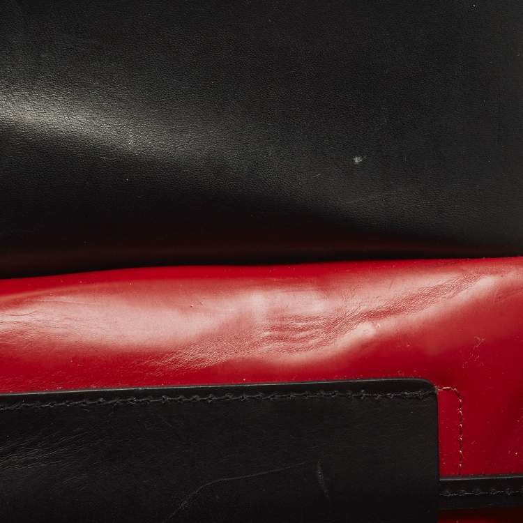 Pre Owned Mansur Gavriel Lady Flap Black Leather Top Handle Bag