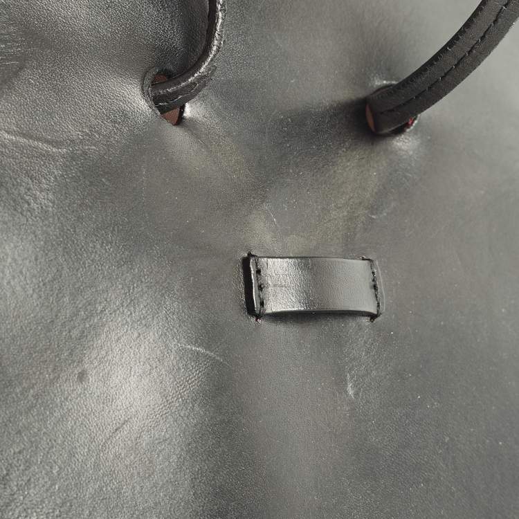 Pre Owned Mansur Gavriel Lady Flap Black Leather Top Handle Bag