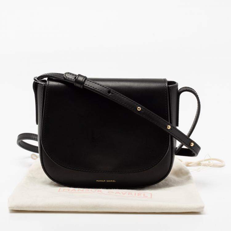 Pre Owned Mansur Gavriel Black Leather Mini Flap Crossbody Bag