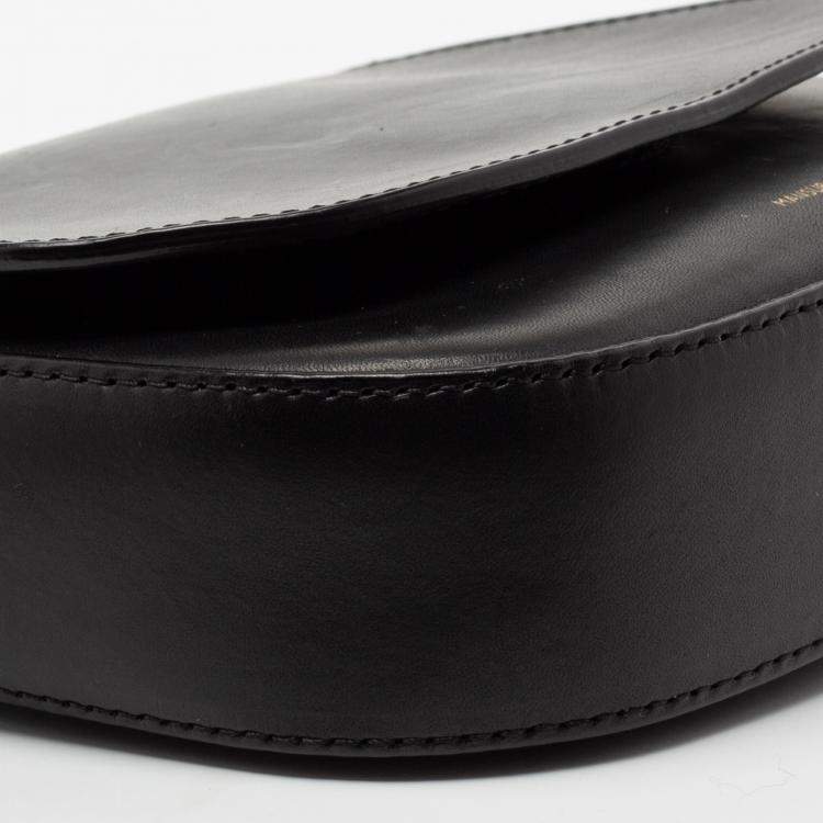 Pre Owned Mansur Gavriel Black Leather Mini Flap Crossbody Bag