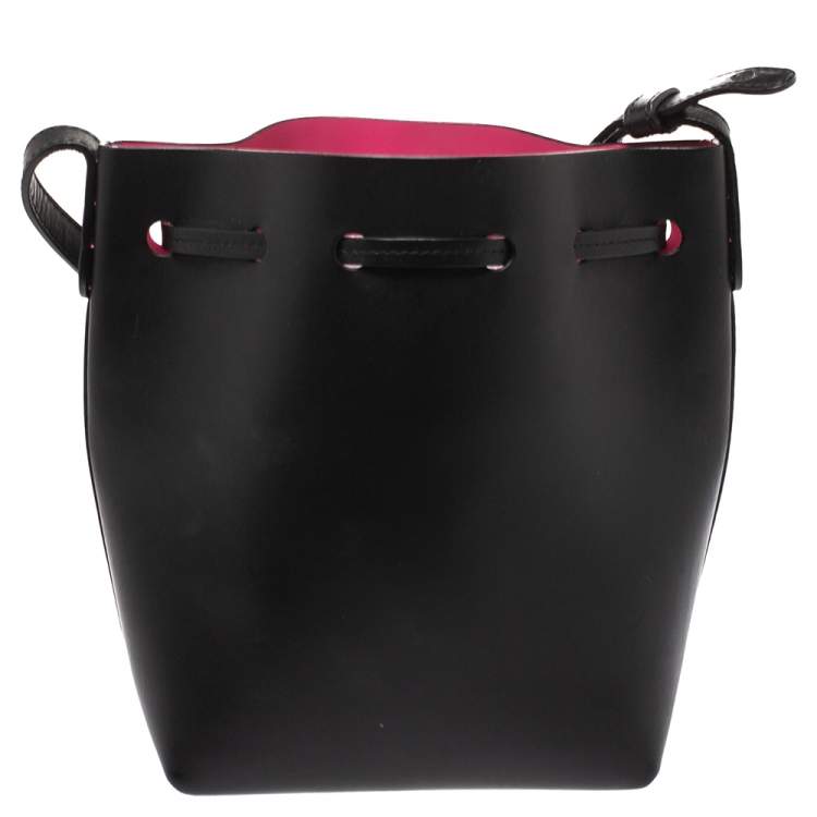 Pre Owned Mansur Gavriel Black Leather Mini Drawstring Bag