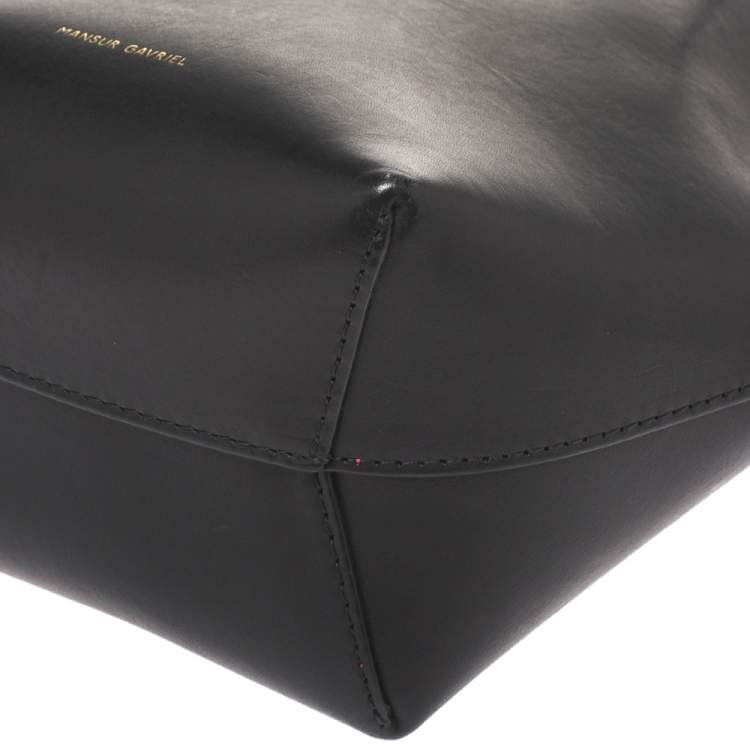 Pre Owned Mansur Gavriel Black Leather Mini Drawstring Bag