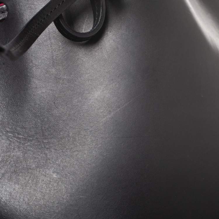 Pre Owned Mansur Gavriel Black Leather Mini Drawstring Bag