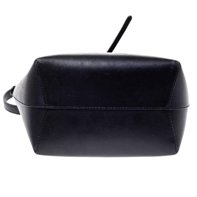 Pre Owned Mansur Gavriel Black Leather Drawstring Bucket Bag 