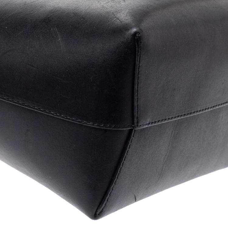 Pre Owned Mansur Gavriel Black Leather Drawstring Bucket Bag 