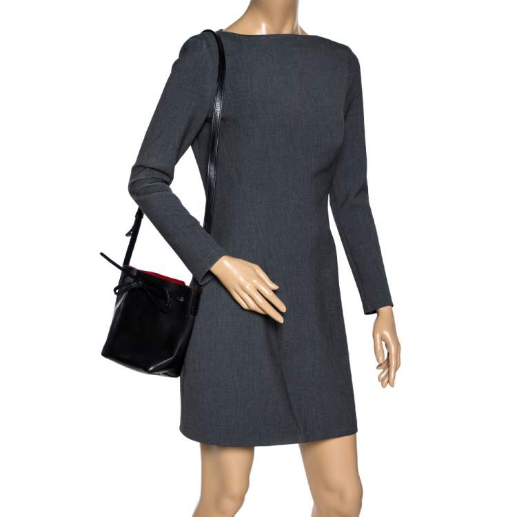 مملوكة مسبقًا Mansur Gavriel Black Leather Mini Bucket Bag