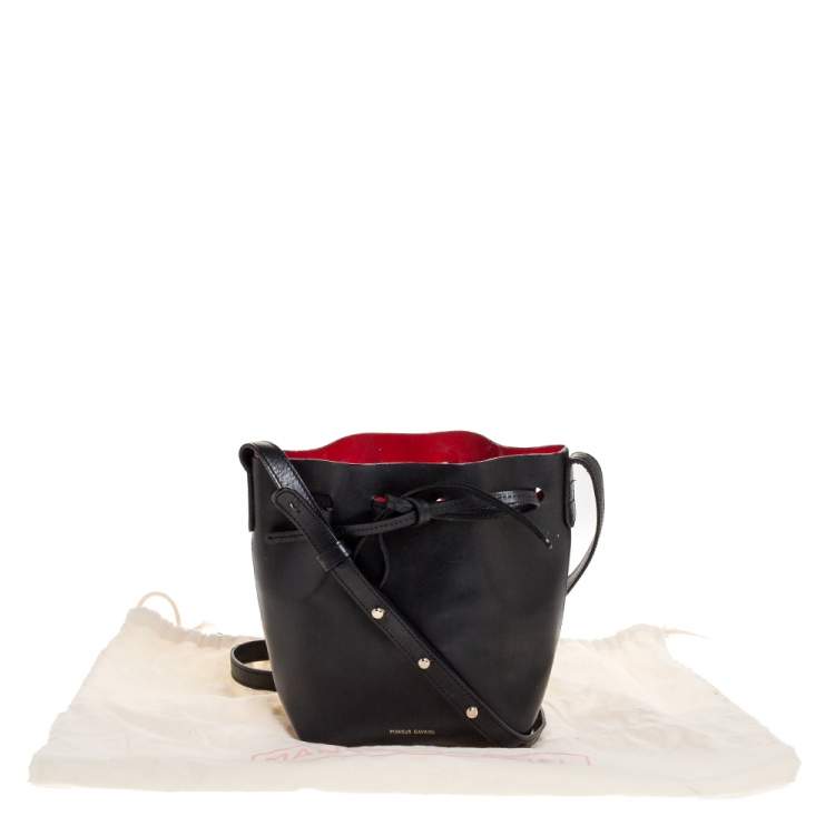 مملوكة مسبقًا Mansur Gavriel Black Leather Mini Bucket Bag