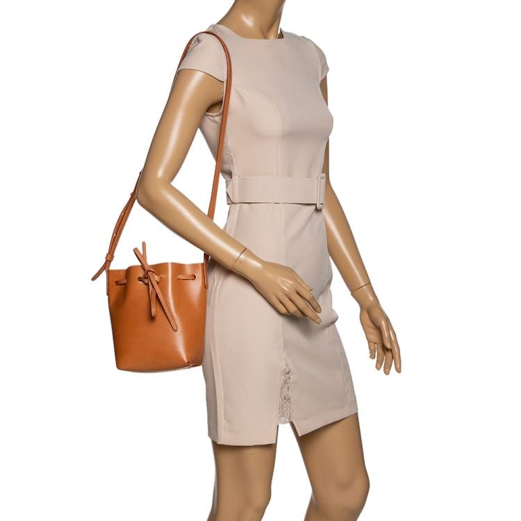 Pre Owned Mansur Gavriel Tan Leather Mini Bucket Bag