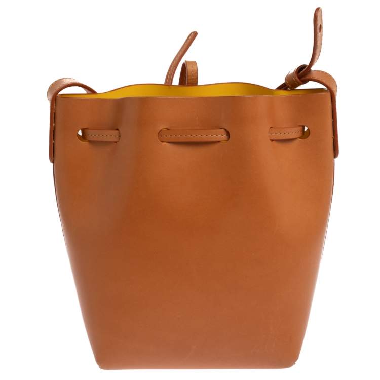 Pre Owned Mansur Gavriel Tan Leather Mini Bucket Bag