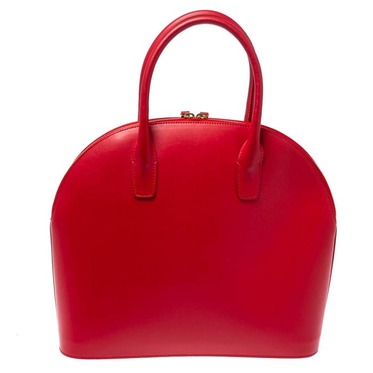Pre Owned Mansur Gavriel Red Leather Dome Satchel