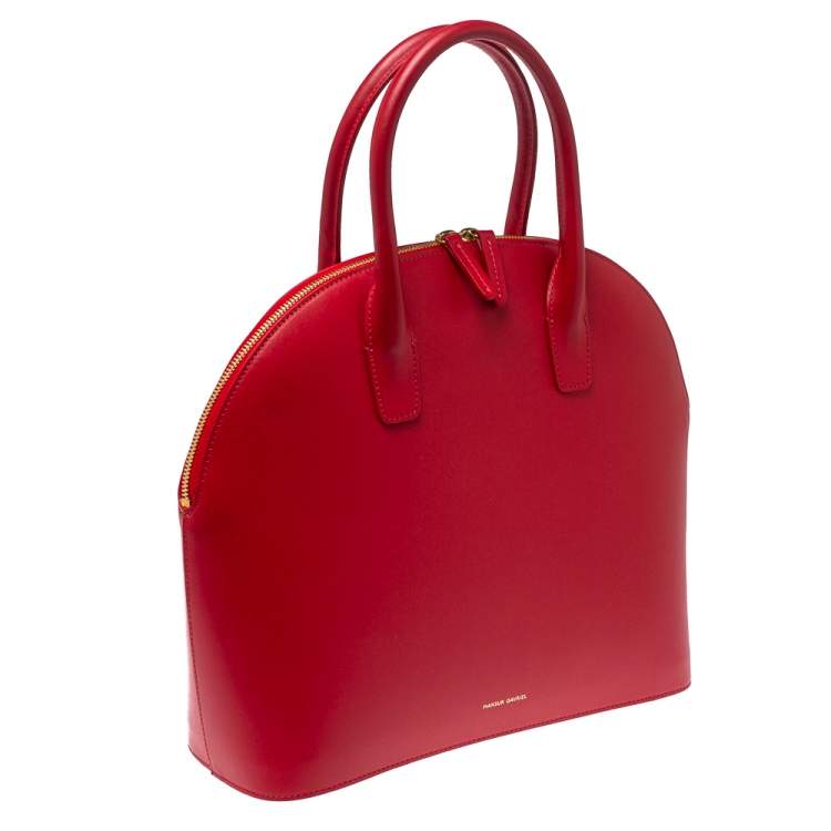 Pre Owned Mansur Gavriel Red Leather Dome Satchel