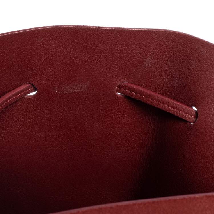 Pre Owned Mansur Gavriel Maroon Nubuck Leather Large Bucket Bag