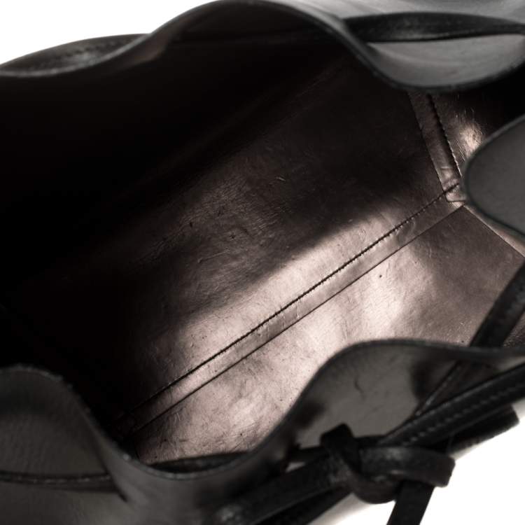 Pre Owned Mansur Gavriel Black Leather Large Bucket Bag