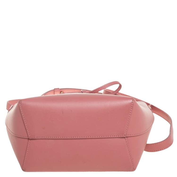 Pre Owned Mansur Gavriel Pink Leather Drawstring Bucket Bag 