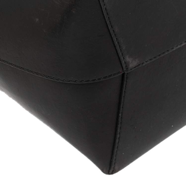 Pre Owned Mansur Gavriel Black Leather Drawstring Bucket Bag