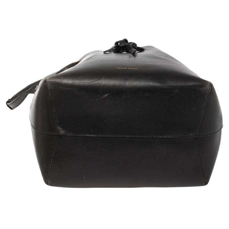 Pre Owned Mansur Gavriel Black Leather Drawstring Bucket Bag