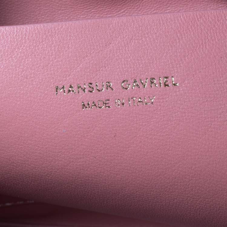 Pre Owned Mansur Gavriel Salmon Pink Leather Protea Drawstring Shoulder Bag