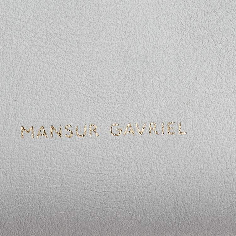 Pre Owned Mansur Gavriel White Leather Mini Drawstring Crossbody Bag