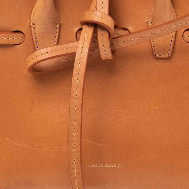 Pre Owned Mansur Garvriel Cammello Leather Mini Sun Bag
