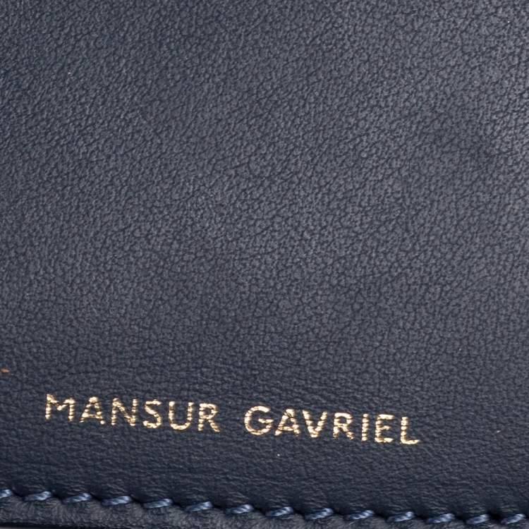 Pre Owned Mansur Gavriel Navy Blue Leather Drawstring Bucket Bag