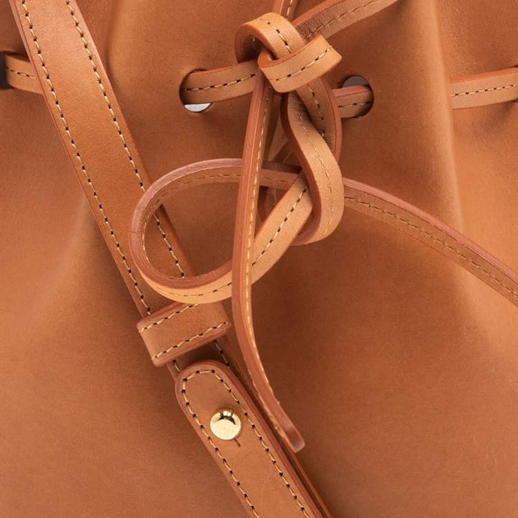 Pre Owned Mansur Gavriel Light Orange Leather Mini Bucket Bag